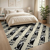 Tribal Dragon Motif Beige Area Rug