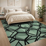 Mint Green Geometric Crystal Facet Rug