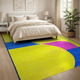 Vibrant Geometric Yellow Blue Pink Area Rug