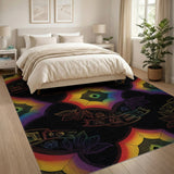 Vibrant Rainbow Geometric Washable Area Rug