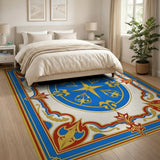 Regal Blue Fleur-de-Lis Medallion Area Rug