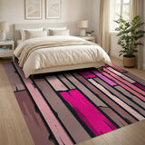 Vibrant Pink Distressed Wood Plank Rug