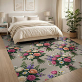 Pastel Rose Bouquet Floral Area Rug