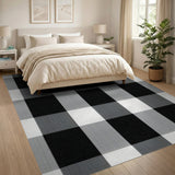 ODIKA Black and White Buffalo Check Washable Rug - Low Pile Non-Slip Modern Farmhouse Area Rug