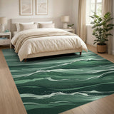 Emerald Ocean Waves Area Rug