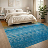 Orange to Blue Gradient Striped Area Rug