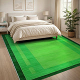 Vibrant Green Framed Geometric Area Rug
