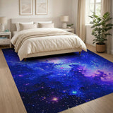 ODIKA Washable Galaxy Nebula Area Rug - Cosmic Space Blue Purple Low Pile Non-Slip Carpet