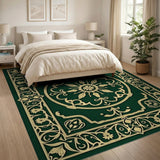 Emerald Green Ornate Medallion Area Rug