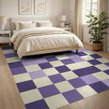 Geometric Modern Purple Geometric Grid Area Rug