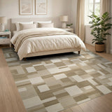 Geometric Modern Beige and Neutral Geometric Abstract Area Rug