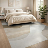 Abstract Beige Organic Wave Area Rug
