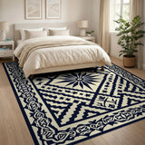 Black and White Navy Starburst Geometric Area Rug