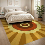 Geometric Modern Orange Radiant Sunburst Geometric Area Rug