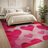 Pink Pixelated Hearts Geometric Area Rug