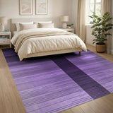 Purple Ombre Stripe Area Rug with Black Center