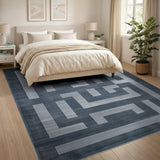 Geometric Modern Blue Geometric Maze Area Rug