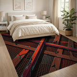 Distressed Rusty Red Mesh Area Rug
