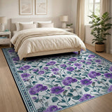 Purple Poppy Floral Vintage Area Rug