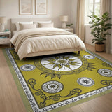 Traditional Persian Golden Sunburst Medallion Area Rug