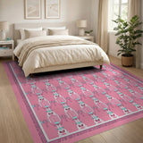 Pink Ornate Lantern Motif Area Rug