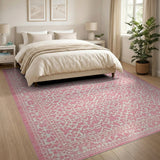 Pink Trellis Geometric Area Rug