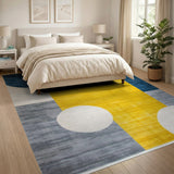 Bold Geometric Yellow Navy Abstract Area Rug
