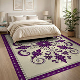 Elegant Purple Floral Medallion Area Rug