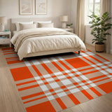 Bold Orange Tan Plaid Rustic Farmhouse Rug