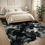 Abstract Ink Splash Black White Area Rug