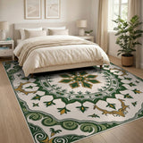 Traditional Persian Elegant Green Persian Medallion Area Rug