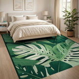Fruit Pattern Lush Monstera Leaves Green Area Rug