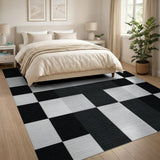 Geometric Modern Black and White Black White Geometric Block Area Rug
