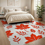 Bold Red Maple Leaf Pattern Area Rug