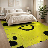Yellow Cheerful Yellow Smiley Faces Area Rug