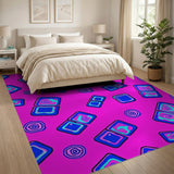 Vibrant Pink Geometric Swirl Area Rug