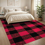 Red Black Buffalo Plaid Rustic Farmhouse Area Rug