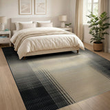 Modern Geometric Black Beige Striped Area Rug