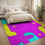 Vibrant Purple Yellow Geometric Abstract Area Rug