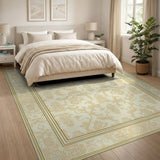 Elegant Ivory Floral Damask Area Rug