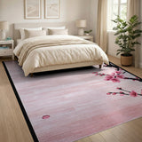 Pink Cherry Blossom Branch Floral Vintage Area Rug