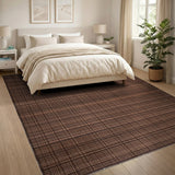 Brown Plaid Distressed Woven Area Rug