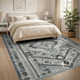 Grey Southwestern Grey Geometric Southwestern Area Rug
