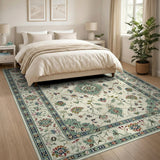 Ivory Persian Floral Medallion Area Rug