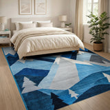 Starry Moonlit Mountains Blue Kids Area Rug