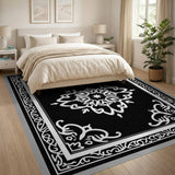 Black and White Mandala Ornate Black White Persian Mandala Rug