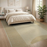 Beige Vertical Stripe Rug with Arched Motifs