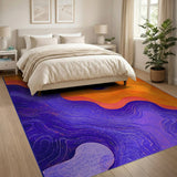 Abstract Wavy Purple Orange Area Rug