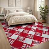 Bold Red White Diagonal Checkered Area Rug