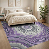 Purple Gray Mandala Geometric Area Rug